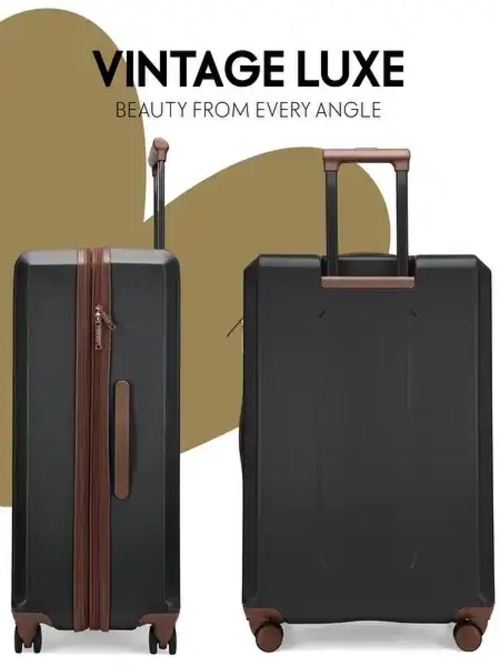 Elle Luxe Journey 1 Piece Expandable Retro Spinner Rolling check in Luggage - Picture 5 of 16
